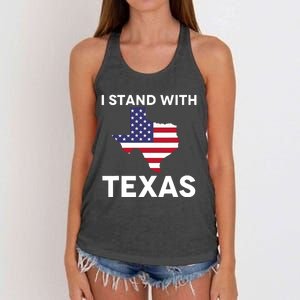 I Stand With Texas Usa Flag Women's Knotted Racerback Tank