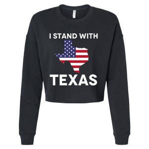 I Stand With Texas Usa Flag Cropped Pullover Crew