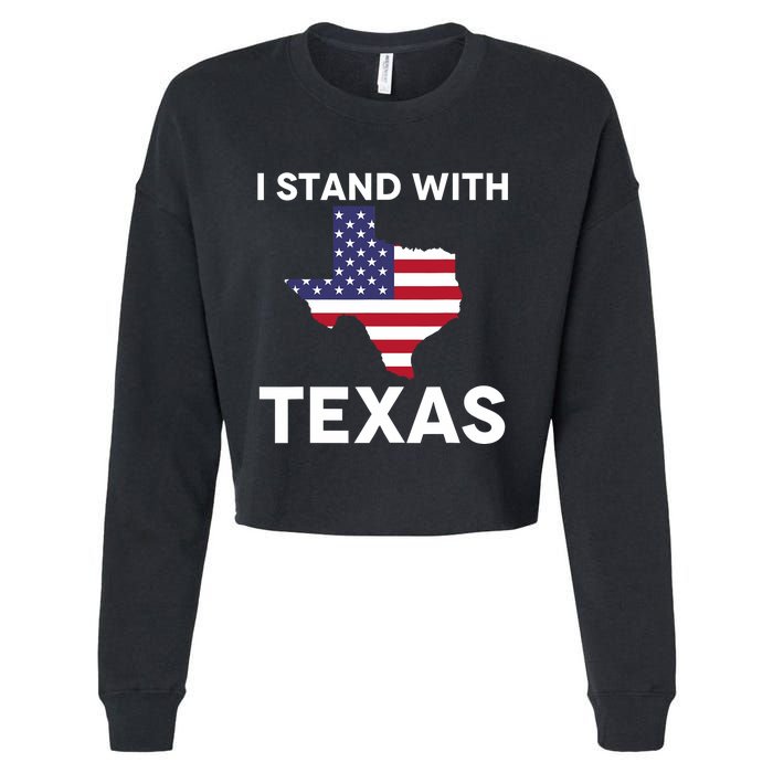 I Stand With Texas Usa Flag Cropped Pullover Crew