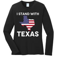 I Stand With Texas Usa Flag Ladies Long Sleeve Shirt