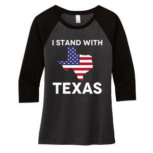 I Stand With Texas Usa Flag Women's Tri-Blend 3/4-Sleeve Raglan Shirt