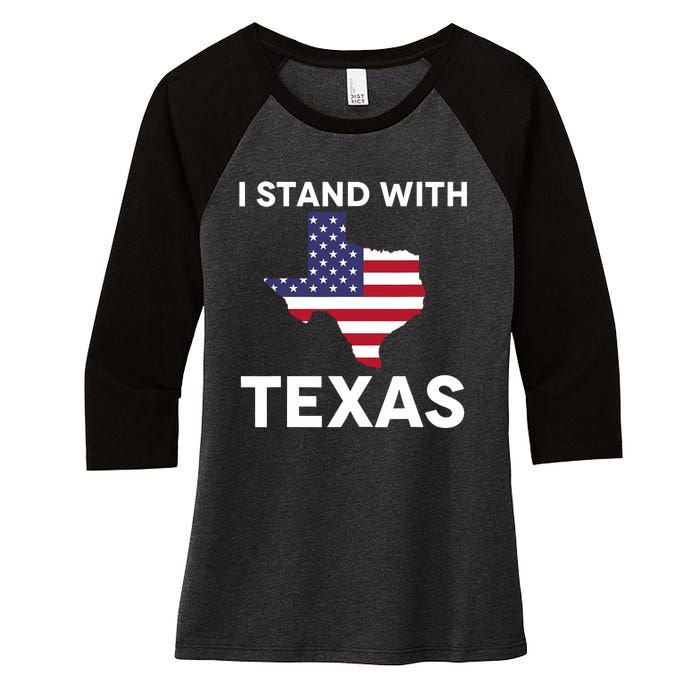 I Stand With Texas Usa Flag Women's Tri-Blend 3/4-Sleeve Raglan Shirt