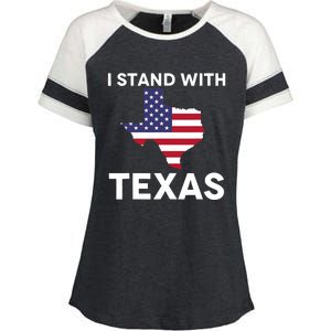 I Stand With Texas Usa Flag Enza Ladies Jersey Colorblock Tee