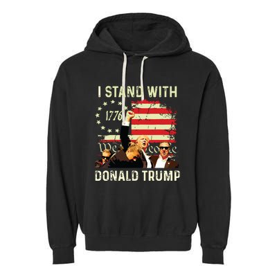 I Stand With Trump Funny Trump 2024 Garment-Dyed Fleece Hoodie