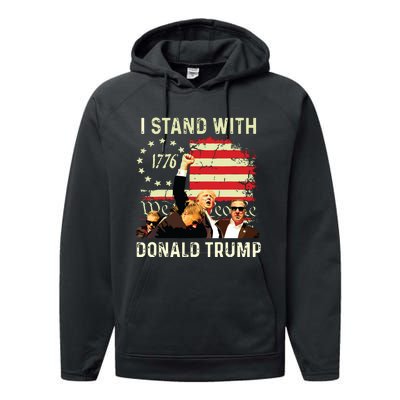 I Stand With Trump Funny Trump 2024 Performance Fleece Hoodie