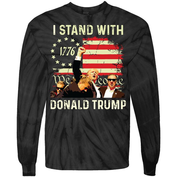 I Stand With Trump Funny Trump 2024 Tie-Dye Long Sleeve Shirt