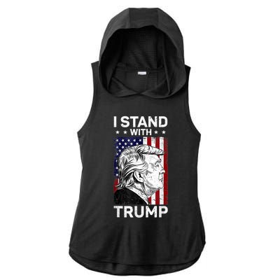 I Stand With Trump2024 Donald Trump 4th Of July Ladies PosiCharge Tri-Blend Wicking Draft Hoodie Tank