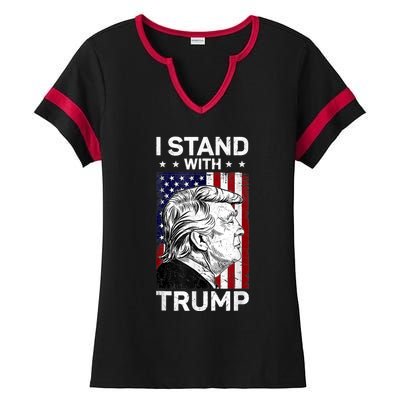 I Stand With Trump2024 Donald Trump 4th Of July Ladies Halftime Notch Neck Tee