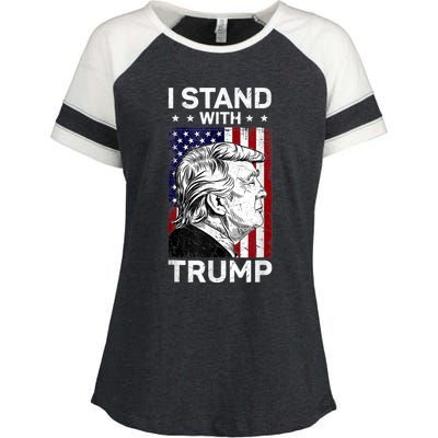 I Stand With Trump2024 Donald Trump 4th Of July Enza Ladies Jersey Colorblock Tee