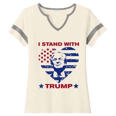 I Stand With Trump 2024 Trump Support Vote Political Ladies Halftime Notch Neck Tee