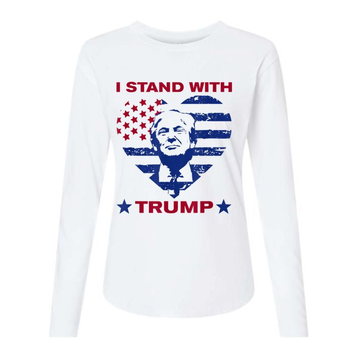 I Stand With Trump 2024 Trump Support Vote Political Womens Cotton Relaxed Long Sleeve T-Shirt