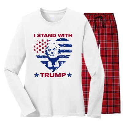 I Stand With Trump 2024 Trump Support Vote Political Women's Long Sleeve Flannel Pajama Set 