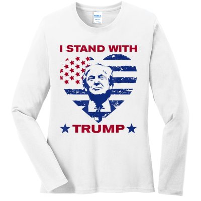 I Stand With Trump 2024 Trump Support Vote Political Ladies Long Sleeve Shirt