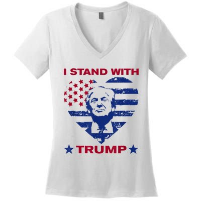 I Stand With Trump 2024 Trump Support Vote Political Women's V-Neck T-Shirt