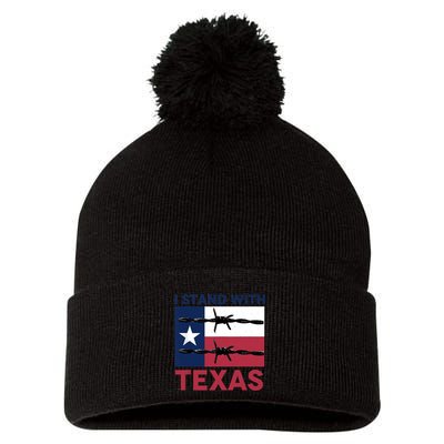 I Stand With Texas Pom Pom 12in Knit Beanie