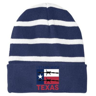 I Stand With Texas Striped Beanie with Solid Band