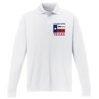 I Stand With Texas Performance Long Sleeve Polo