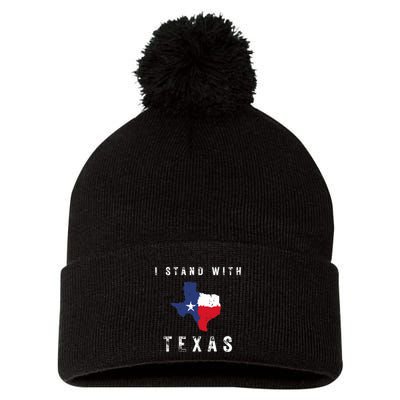 I Stand With Texas Pom Pom 12in Knit Beanie