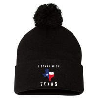 I Stand With Texas Pom Pom 12in Knit Beanie