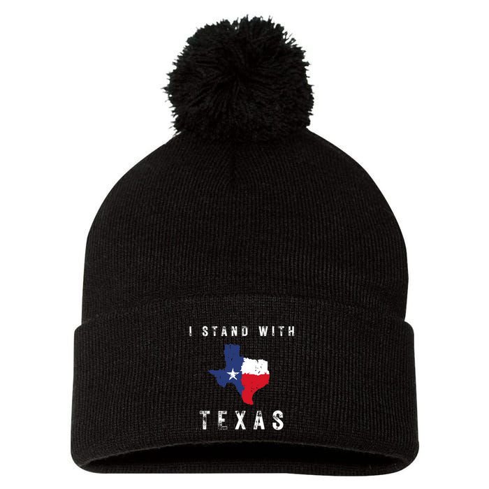 I Stand With Texas Pom Pom 12in Knit Beanie