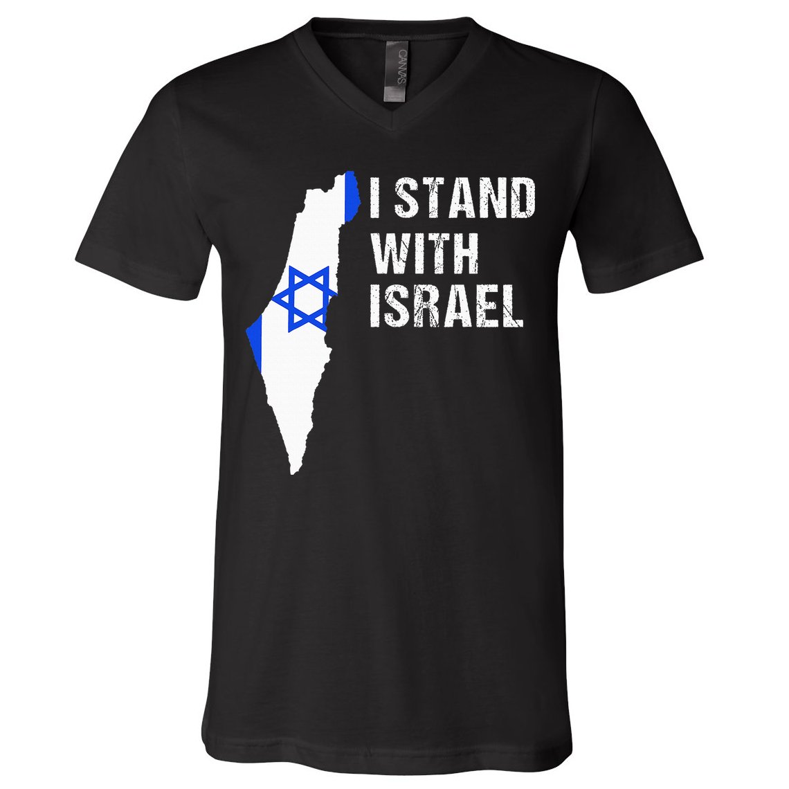 I Stand With Israel Jewish Gifts Heritage Israeli Flag V-Neck T-Shirt