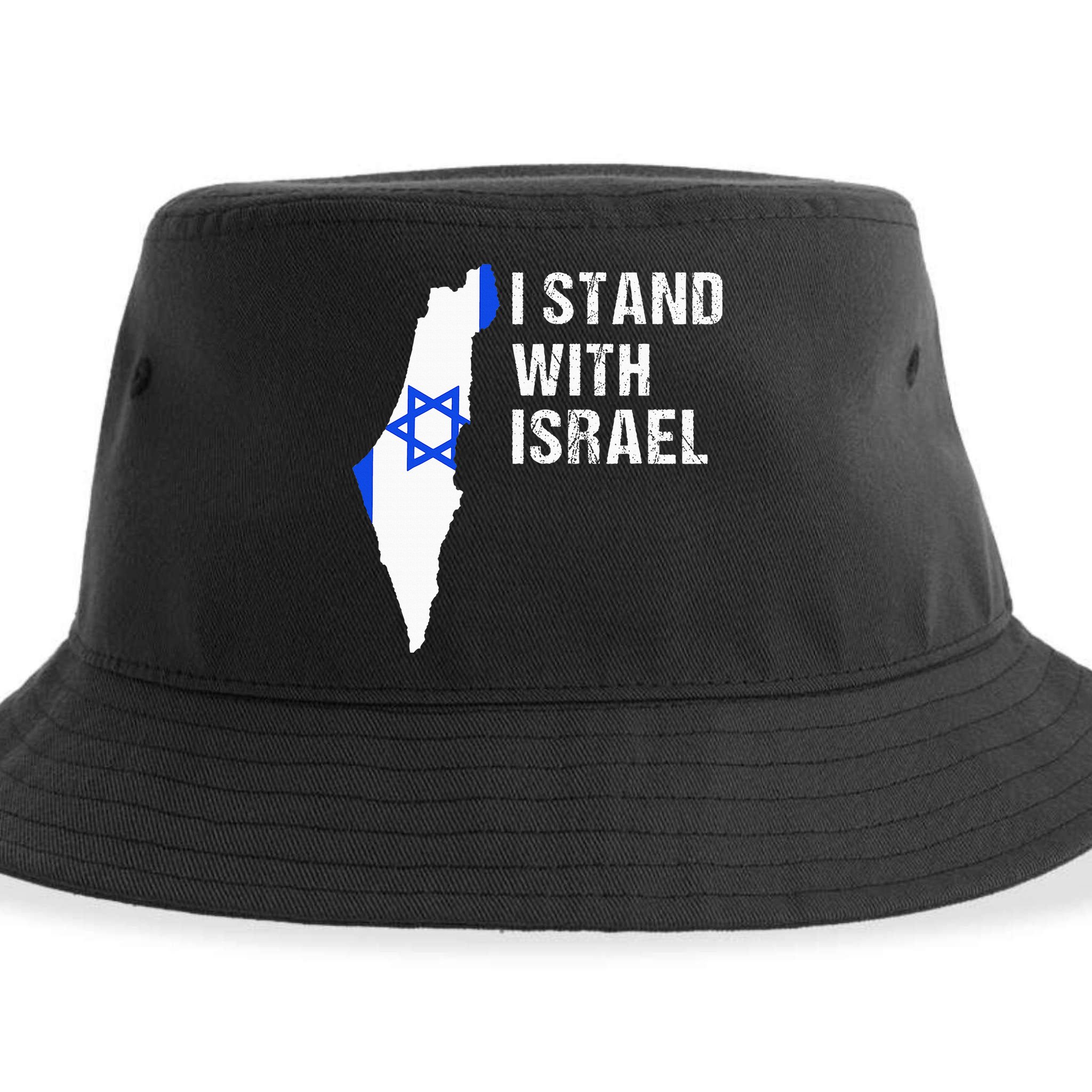 I Stand With Israel Jewish Gifts Heritage Israeli Flag Sustainable Bucket Hat
