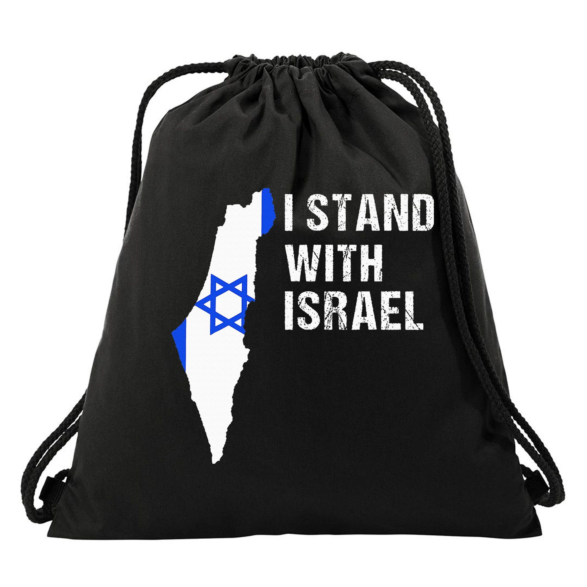I Stand With Israel Jewish Gifts Heritage Israeli Flag Drawstring Bag