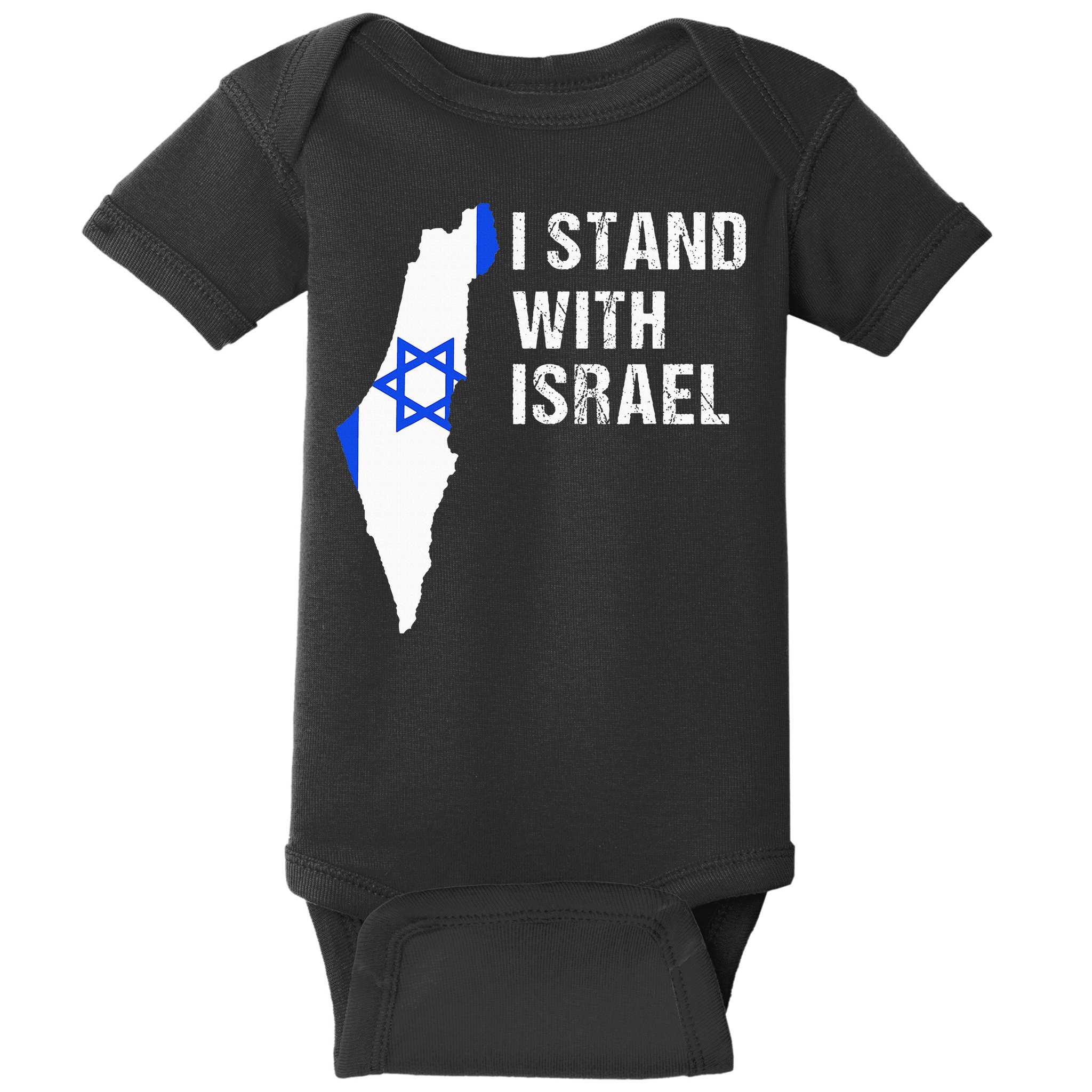 I Stand With Israel Jewish Gifts Heritage Israeli Flag Baby Bodysuit