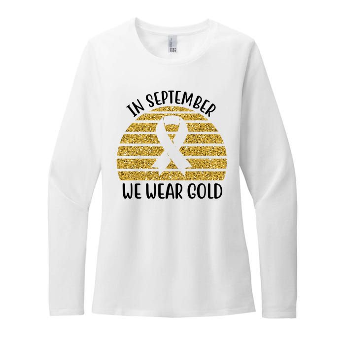 In September We Wear Gold Childhood Cancer Ribbon Womens CVC Long Sleeve Shirt