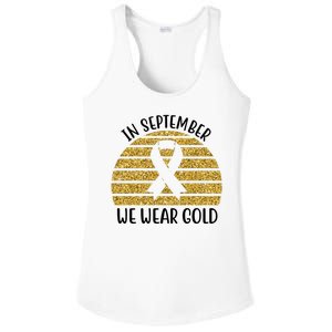 In September We Wear Gold Childhood Cancer Ribbon Ladies PosiCharge Competitor Racerback Tank