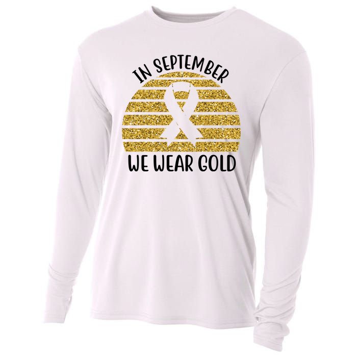 In September We Wear Gold Childhood Cancer Ribbon Cooling Performance Long Sleeve Crew