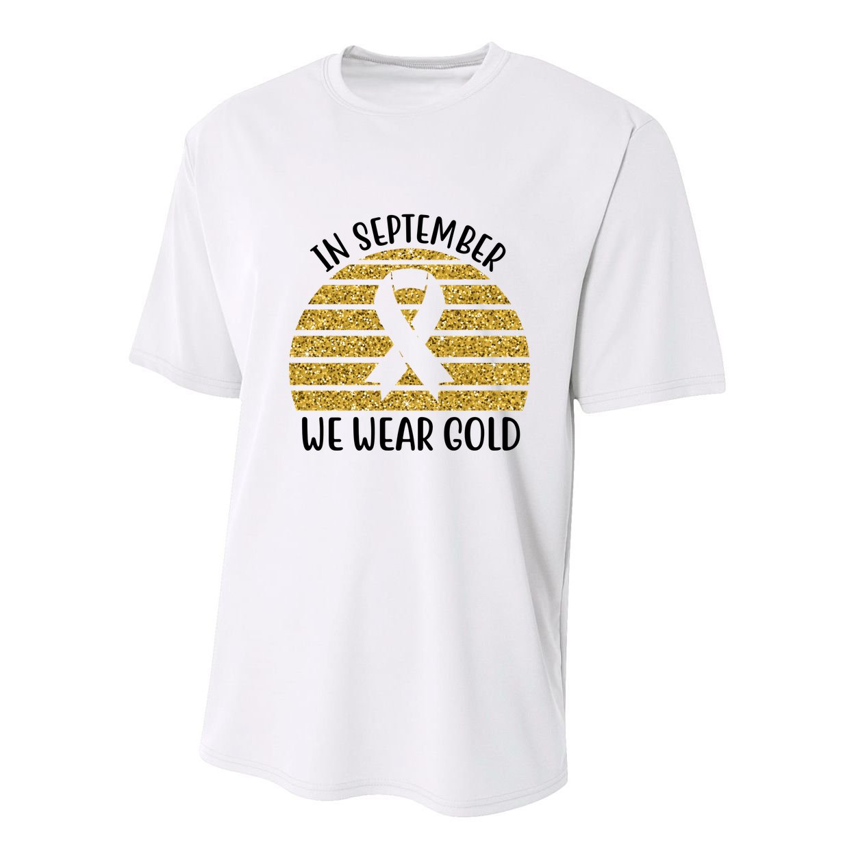 In September We Wear Gold Childhood Cancer Ribbon Youth Performance Sprint T-Shirt