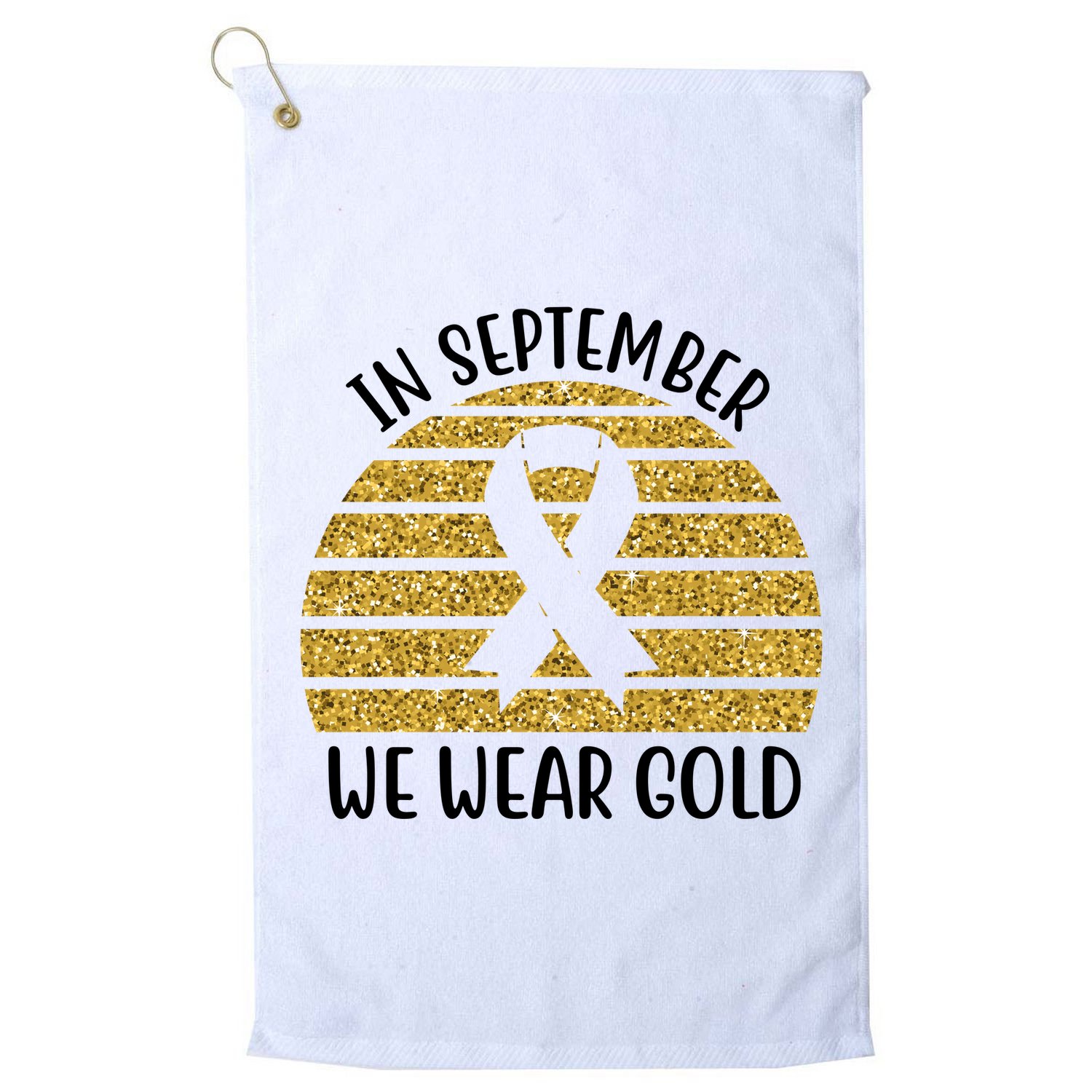 In September We Wear Gold Childhood Cancer Ribbon Golf Towel