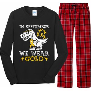 In September We Wear Gold Trex Childhood Cancer Awareness Long Sleeve Pajama Set