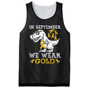 In September We Wear Gold Trex Childhood Cancer Awareness Mesh Reversible Basketball Jersey Tank