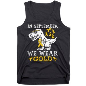 In September We Wear Gold Trex Childhood Cancer Awareness Tank Top