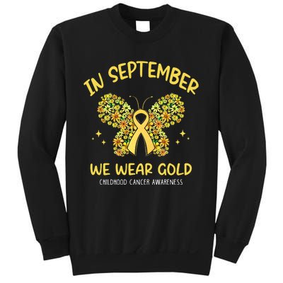 In September We Wear Gold Childhood Cancer Butterfly Gold Ribbon Sweatshirt