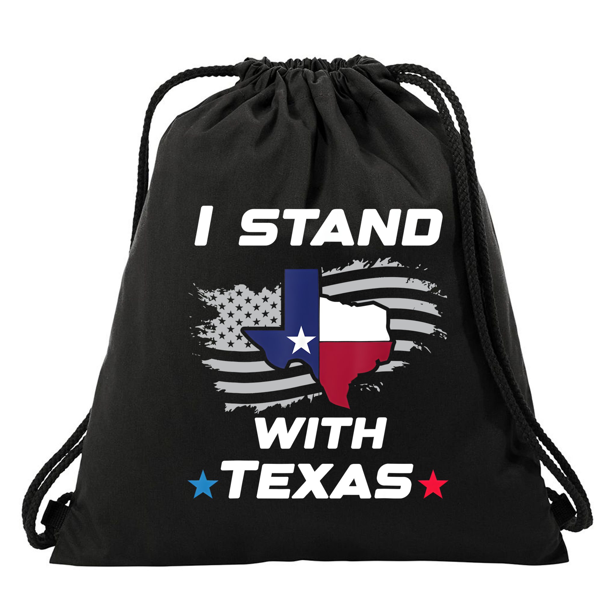 I Stand With Texas Drawstring Bag