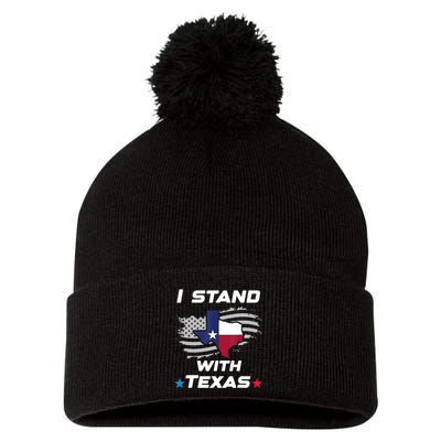 I Stand With Texas Pom Pom 12in Knit Beanie