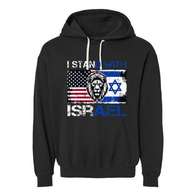 I Stand With Israel US Support Lion Love Israeli Brotherhood Garment-Dyed Fleece Hoodie