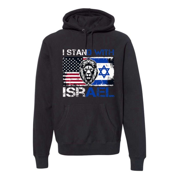 I Stand With Israel US Support Lion Love Israeli Brotherhood Premium Hoodie