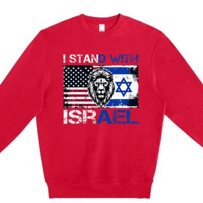 I Stand With Israel US Support Lion Love Israeli Brotherhood Premium Crewneck Sweatshirt