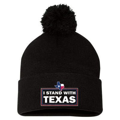 I Stand With Texas I Support Texas Pom Pom 12in Knit Beanie