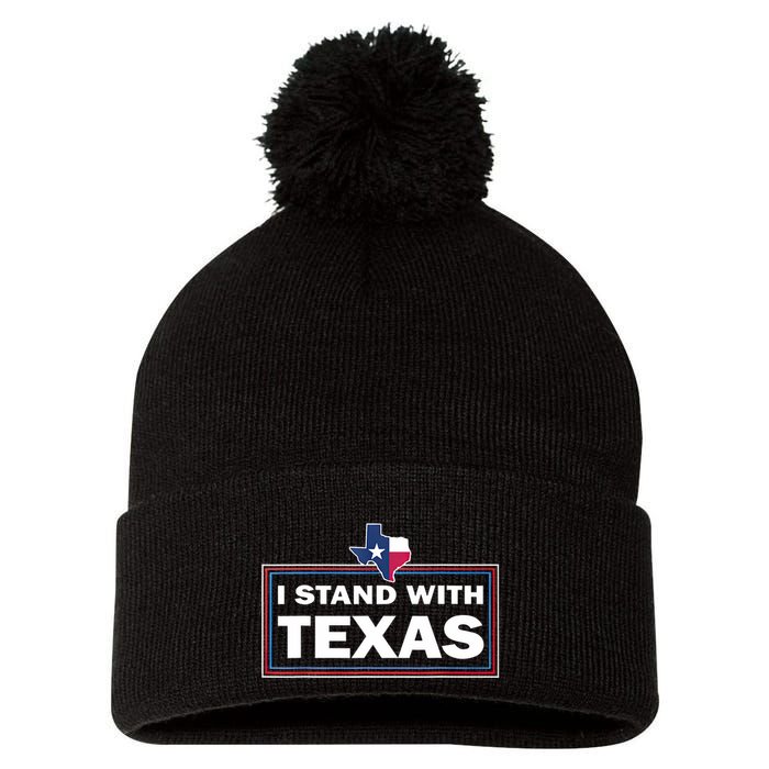 I Stand With Texas I Support Texas Pom Pom 12in Knit Beanie
