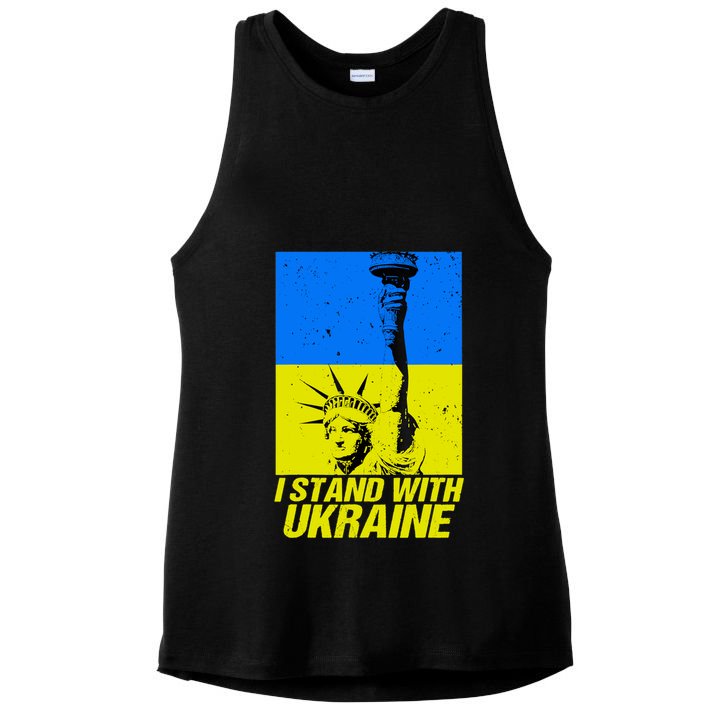 I Stand With Ukraine Support Ukraine Ukrainian Flag Ladies PosiCharge Tri-Blend Wicking Tank
