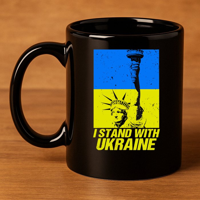 I Stand With Ukraine Support Ukraine Ukrainian Flag 11oz C Handle Ceramic Mug