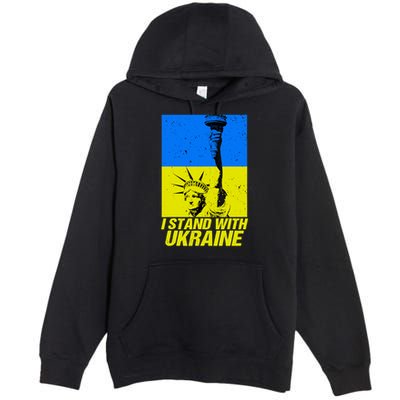 I Stand With Ukraine Support Ukraine Ukrainian Flag Premium Pullover Hoodie