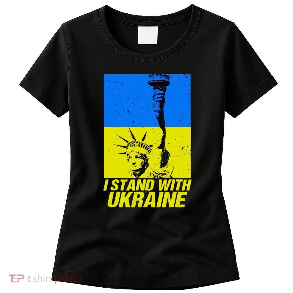 I Stand With Ukraine Support Ukraine Ukrainian Flag Womens T-Shirt