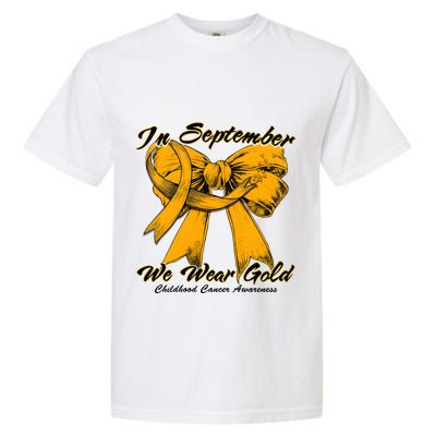 In September We Wear Gold For Childhood Cancer Awareness Garment-Dyed Heavyweight T-Shirt