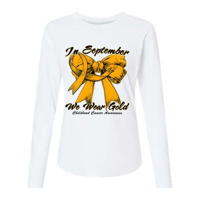 In September We Wear Gold For Childhood Cancer Awareness Womens Cotton Relaxed Long Sleeve T-Shirt